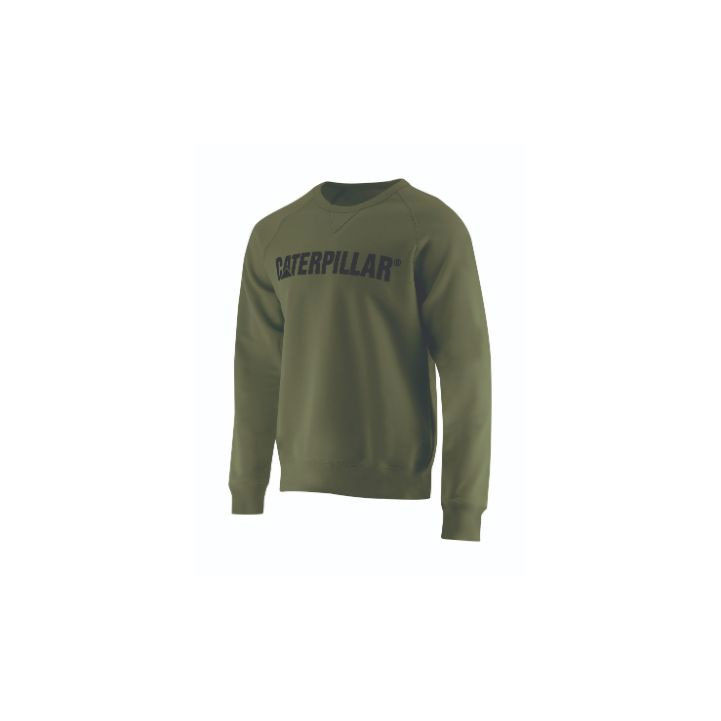 Caterpillar Foundation Crewneck Tröjor Herr Gröna Sverige | 54378VOHD