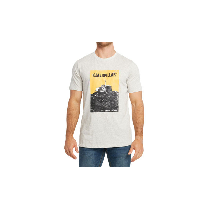 Caterpillar Grunge Tractor T-shirt Herr Vita Sverige | 06983KZCH