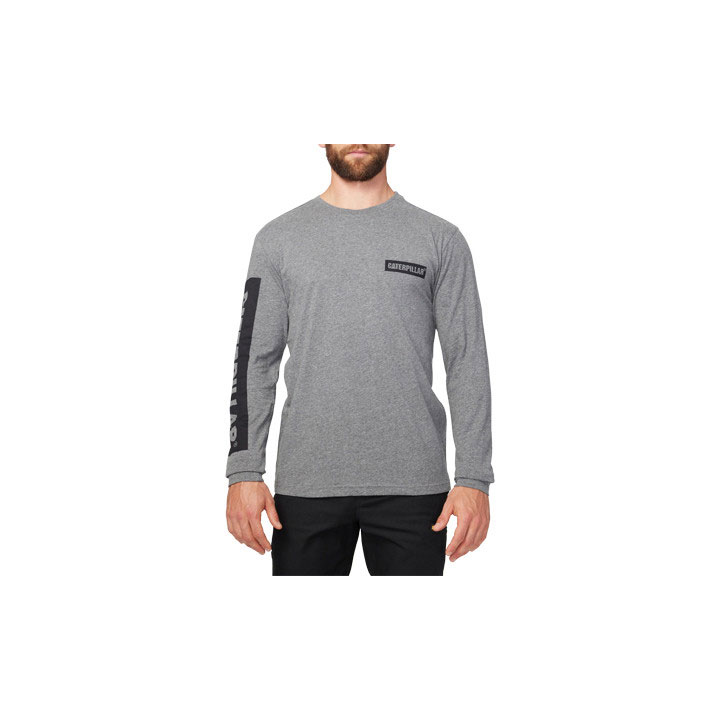 Caterpillar Icon Block Long Sleeve T-shirt Herr Mörkgrå Sverige | 74609PMET