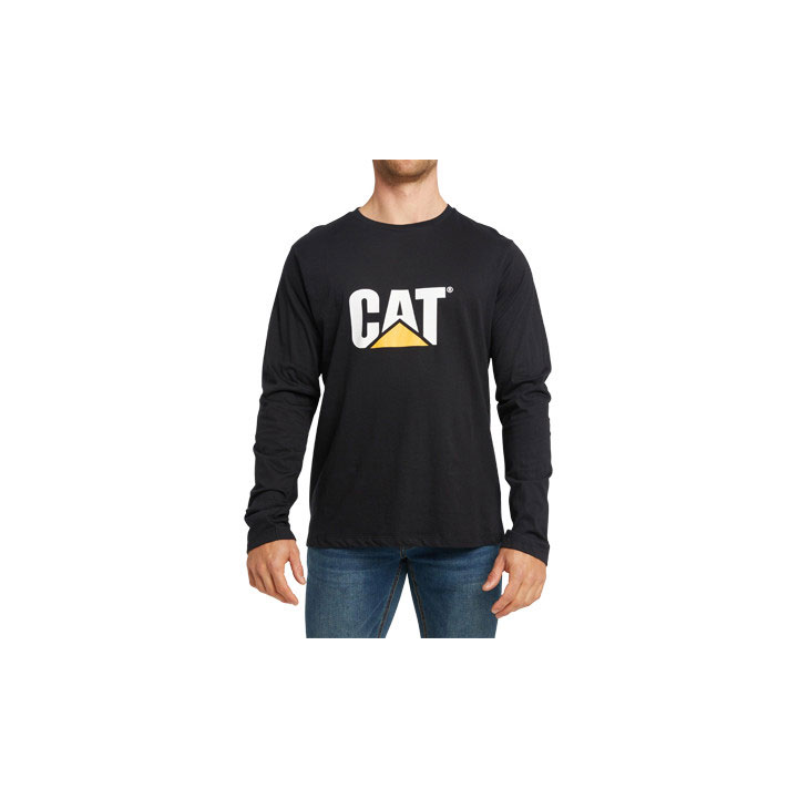 Caterpillar Original Fit Long Sleeve Logo T-shirt Herr Pitch Black-Trademark Sverige | 26789OJDG