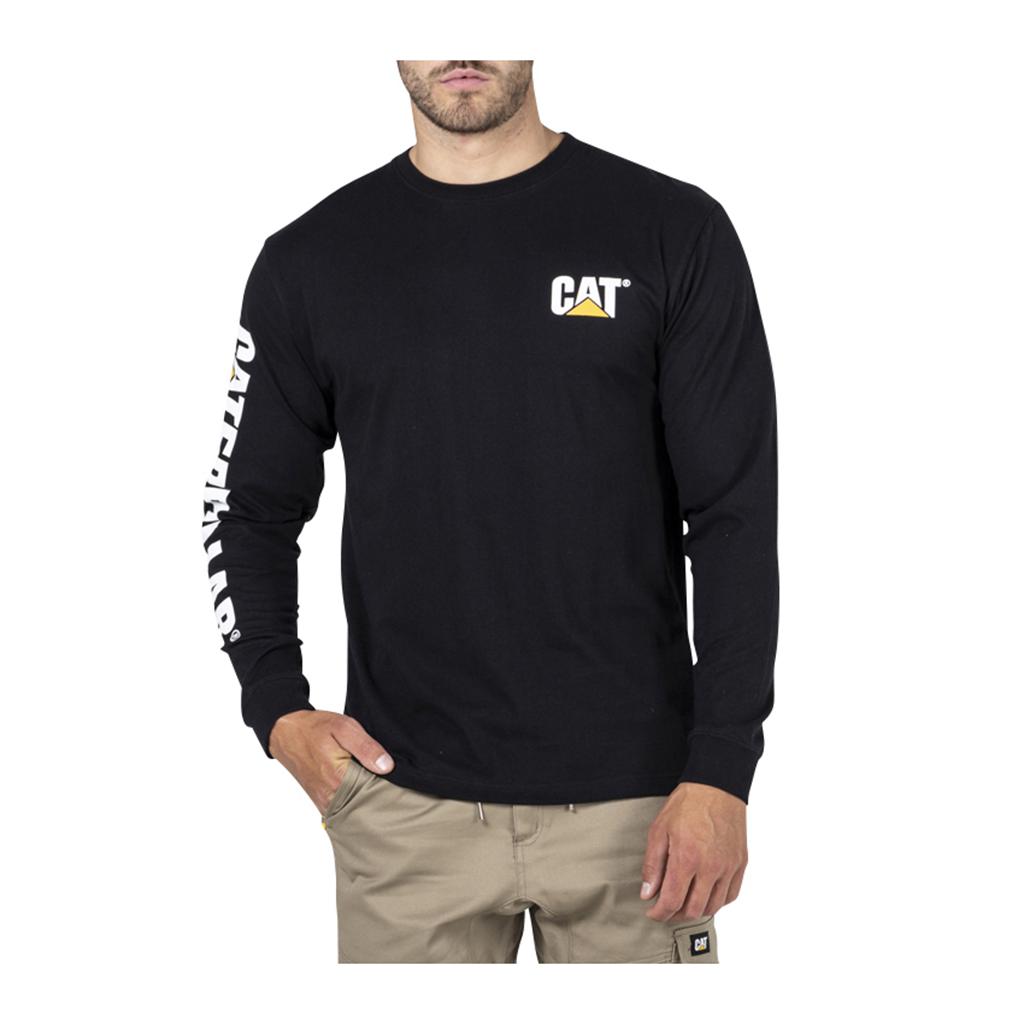 Caterpillar Trademark Banner L/S T-Shirts Herr Svarta Sverige | 78921LCAH