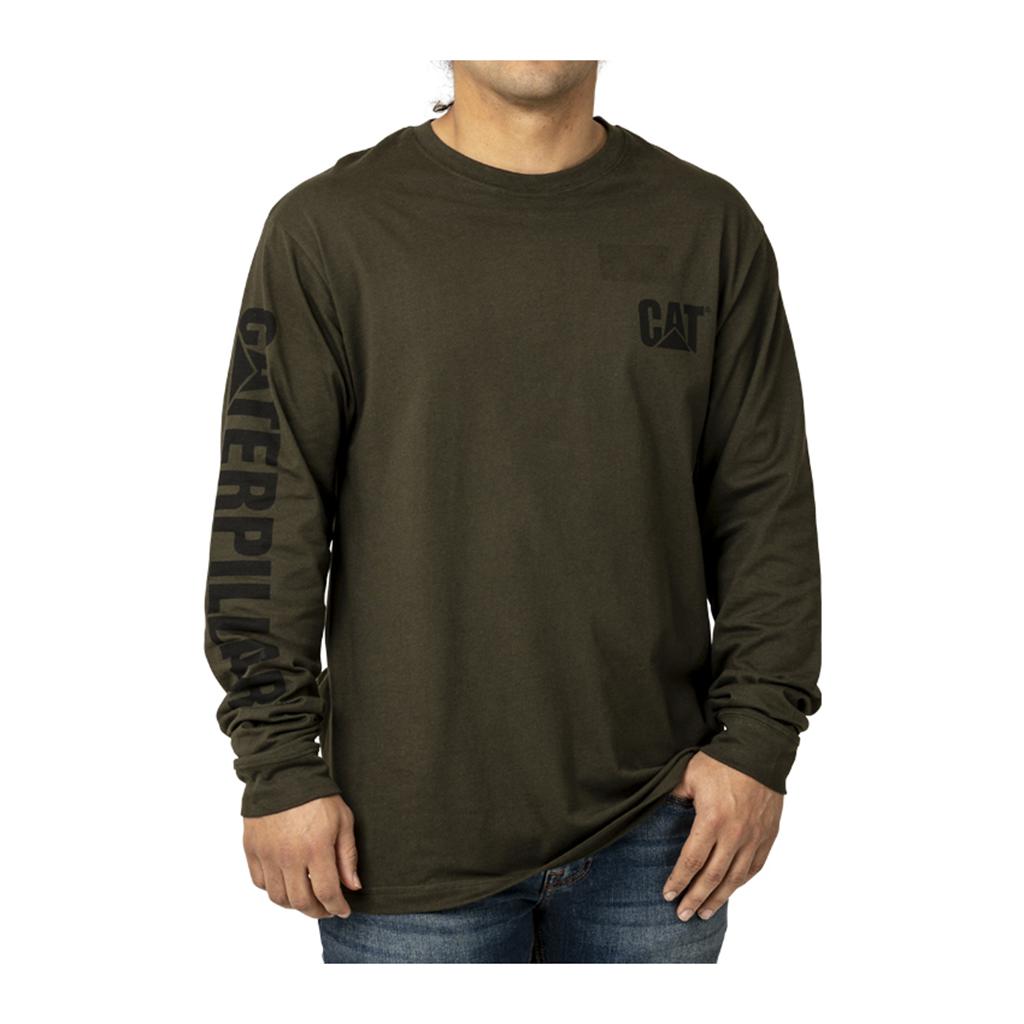 Caterpillar Trademark Banner Long Sleeve T-Shirts Herr Mörk Sverige | 19374ETDM