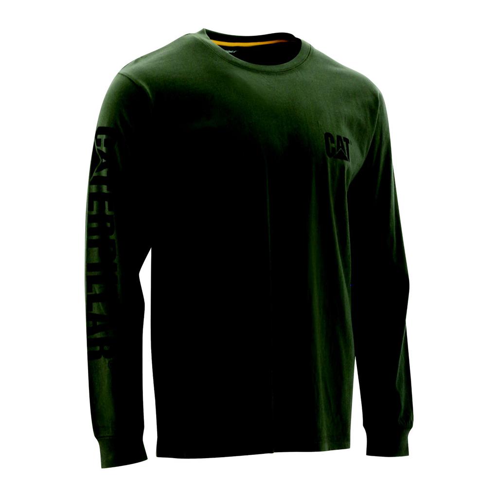 Caterpillar Trademark Banner Long Sleeve T-Shirts Herr Gröna Sverige | 24506DIBU