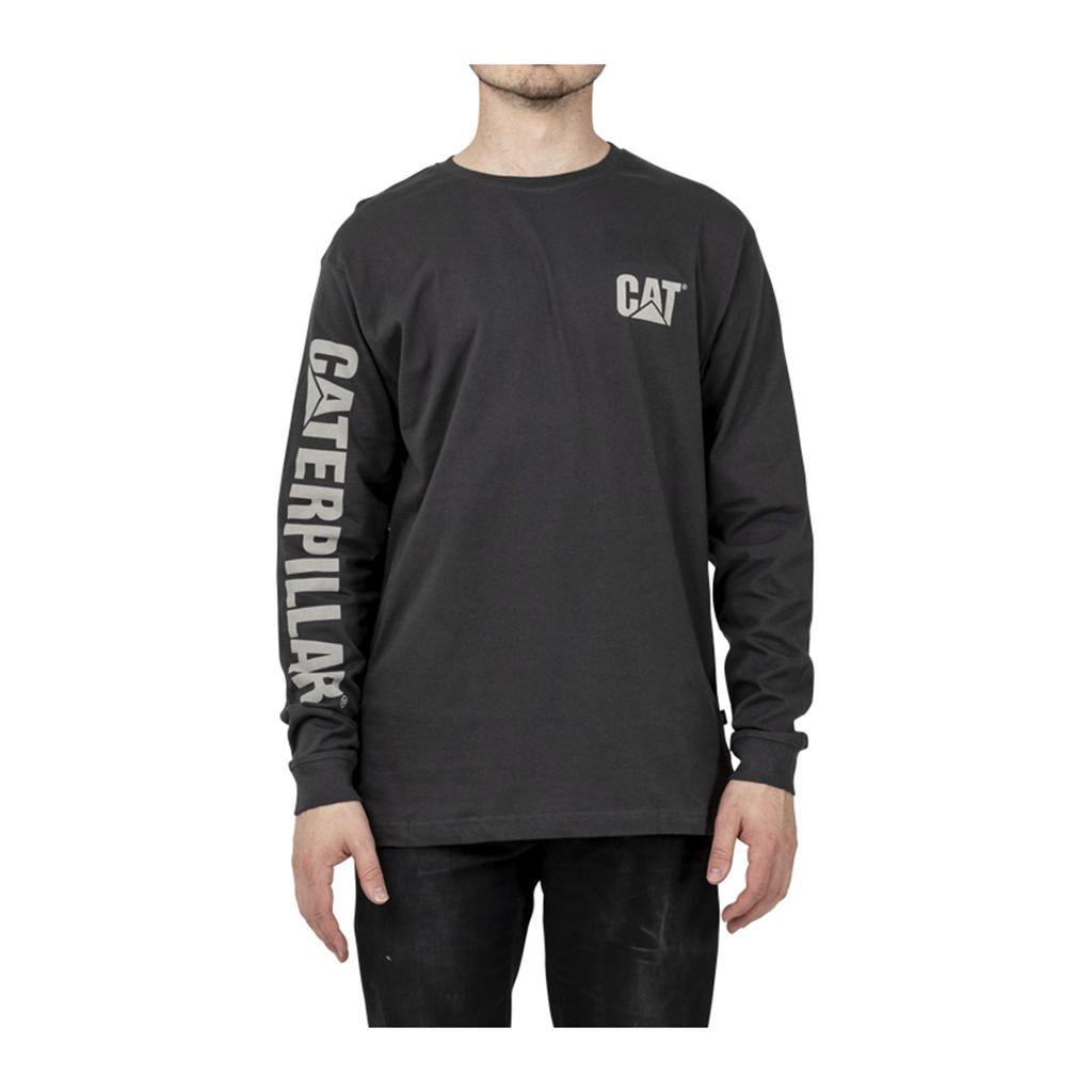 Caterpillar Trademark Banner Long Sleeve T-Shirts Herr Mörkgrå Sverige | 24517SDBH