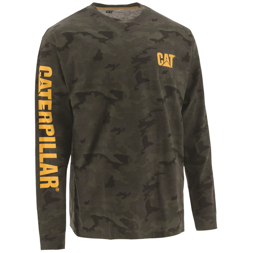 Caterpillar Trademark Banner Long Sleeve T-shirt Herr Camo Sverige | 69051GCRA