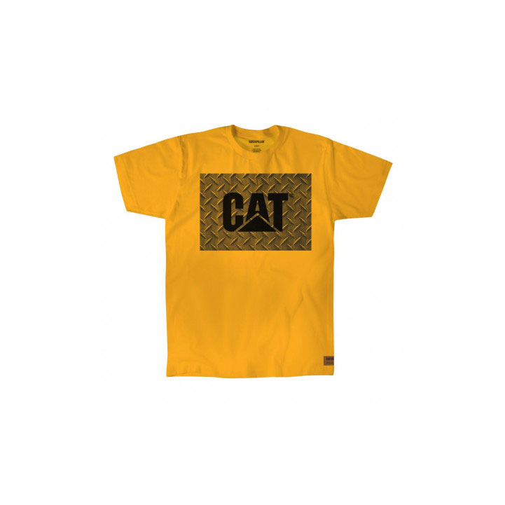 Caterpillar Arbets Diamond Plate T-shirt Herr Gula  Sverige |  20345WLCG