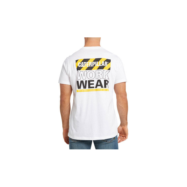 Caterpillar Caterpillar Traffic T-shirt Herr Vita  Sverige |  64723QYPZ