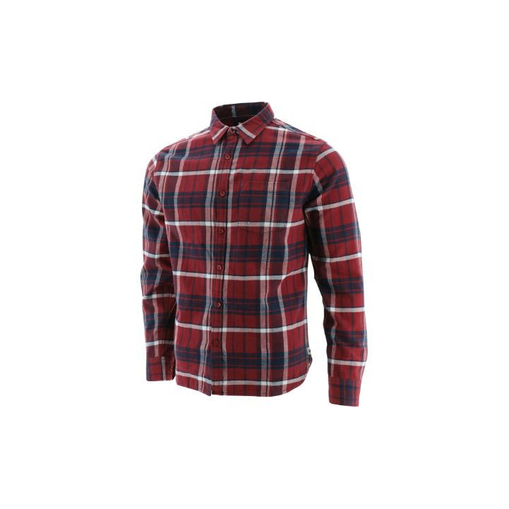 Caterpillar Foundation Flannel Long Sleeve Skjorta Herr Vinröda  Sverige |  76094SEOX