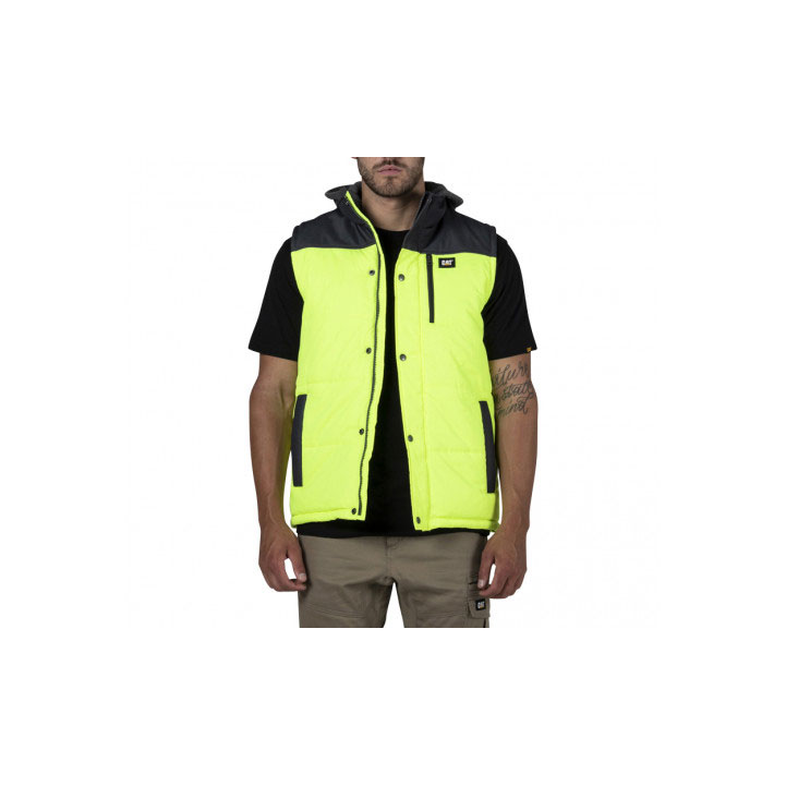 Caterpillar Hi Vis Hooded Arbets Isolerade Västar Herr Gula Svarta  Sverige |  60395GWHC