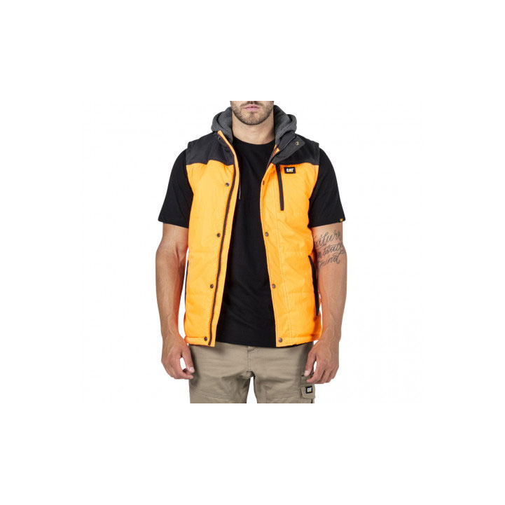 Caterpillar Hi Vis Hooded Arbets Isolerade Västar Herr Orange Svarta  Sverige |  91370XSAP