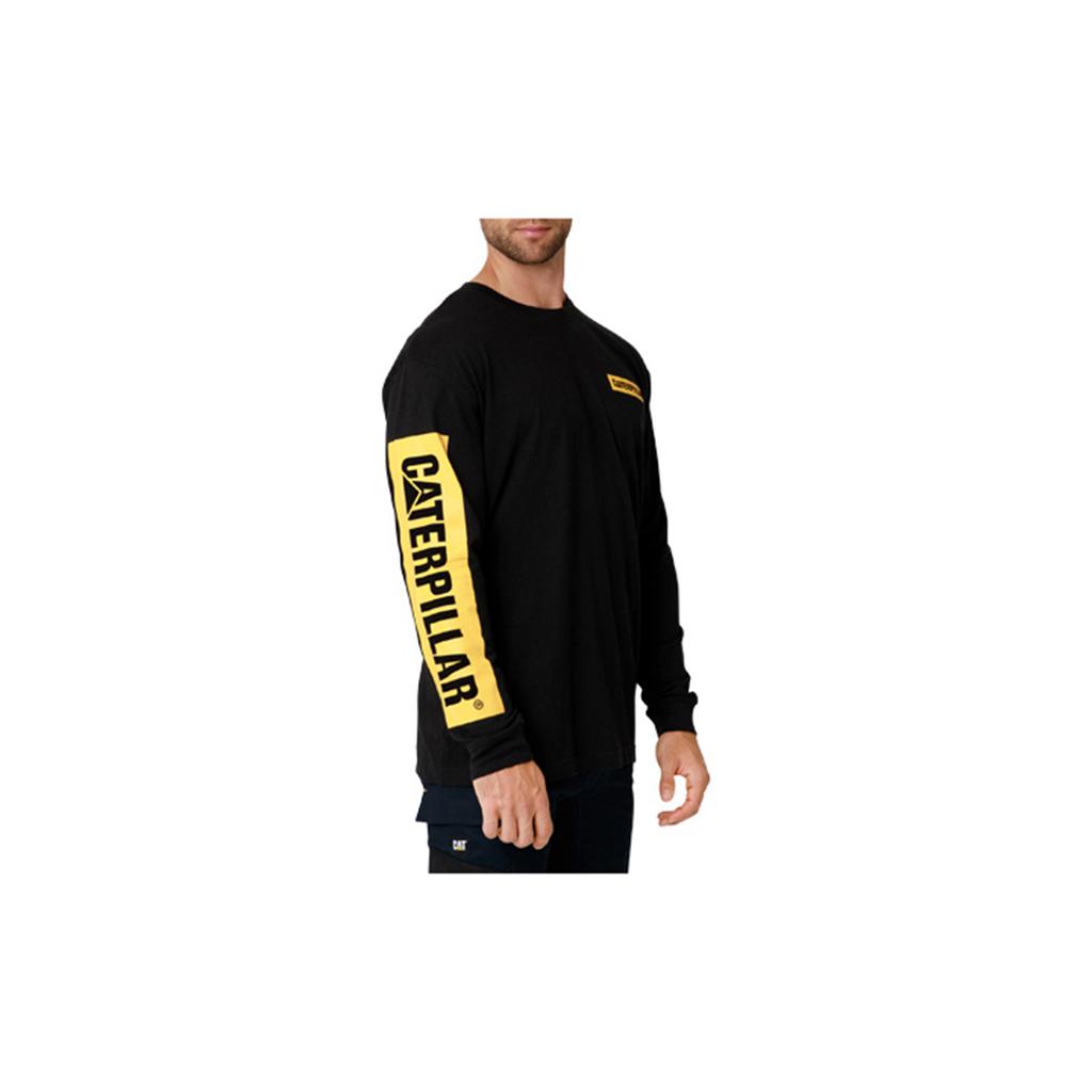 Caterpillar Icon Block Long Sleeve T-Shirts Herr Black/Yellow  Sverige |  28145MIOC