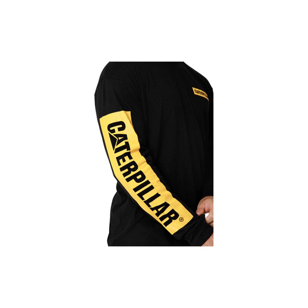 Caterpillar Icon Block Long Sleeve T-Shirts Herr Black/Yellow  Sverige |  28145MIOC