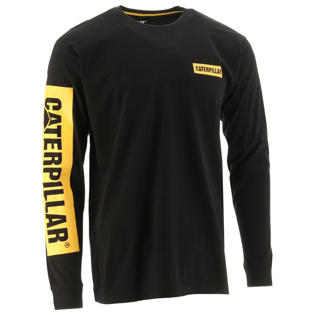 Caterpillar Icon Block Long Sleeve T-Shirts Herr Black/Yellow  Sverige |  28145MIOC