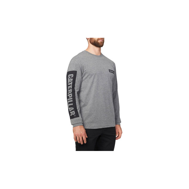 Caterpillar Icon Block Long Sleeve T-shirt Herr Mörkgrå  Sverige |  74609PMET