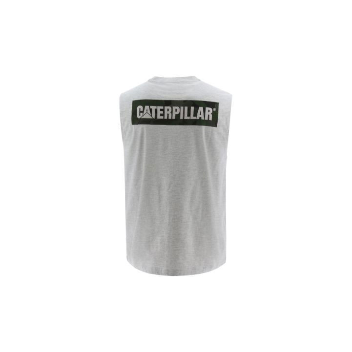 Caterpillar Icon Muscle Tank T-shirt Herr Birch Heather  Sverige |  06217LQMD