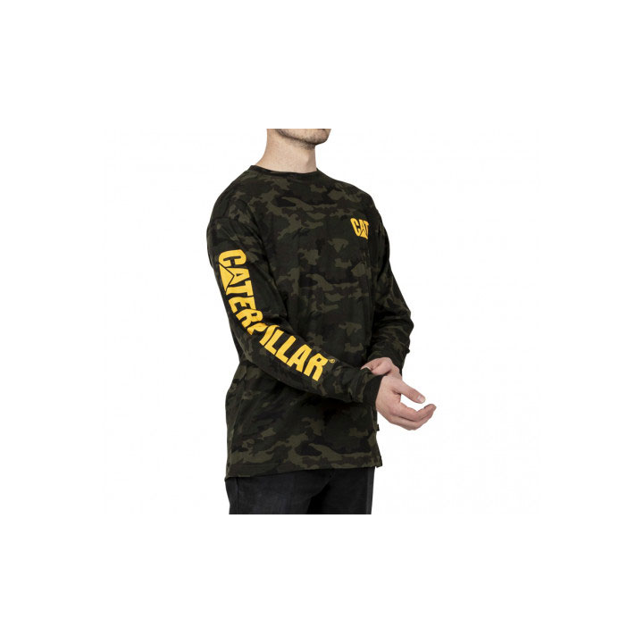 Caterpillar Trademark Banner Long Sleeve T-shirt Herr Camo  Sverige |  71839KPMJ