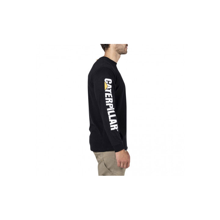 Caterpillar Trademark Banner Long Sleeve T-shirt Herr Svarta  Sverige |  86294UJIK